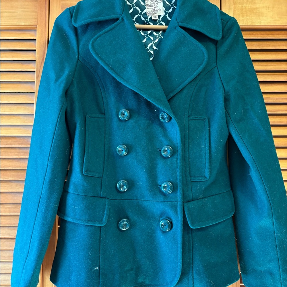 Women's Wool Green/Teal Peacoat